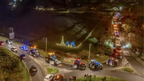 JW Photography Ariel photo of Suffolk Tractor Light Parade