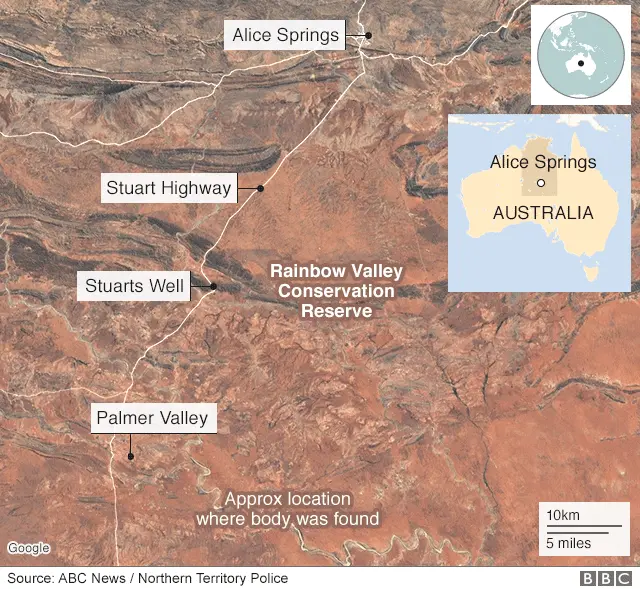 Map of location near Alice Springs, Australia