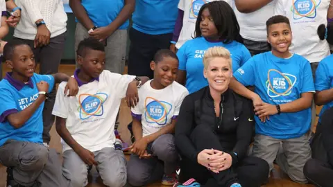 Getty Images P!nk celebrates nationwide launch of UNICEF Kid Power with NYC school children at PS 242