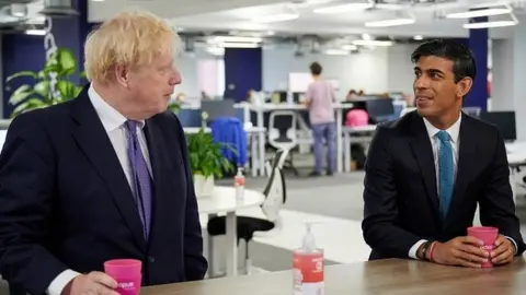 PA Media Rishi Sunak and Boris Johnson on a visit to Octopus Energy