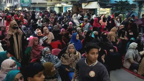 ANI Hundreds of people have been protesting in Uttarakhand's Haldwani