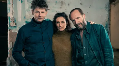 Oliver Rosser Simon Godwin, Indira Varma and Ralph Fiennes