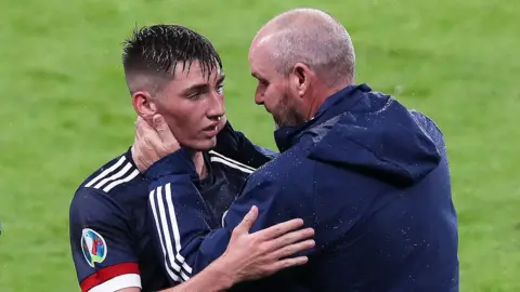 Getty Images Billy Gilmour with Scotland Manager Steve Clarke at the England v Scotland match