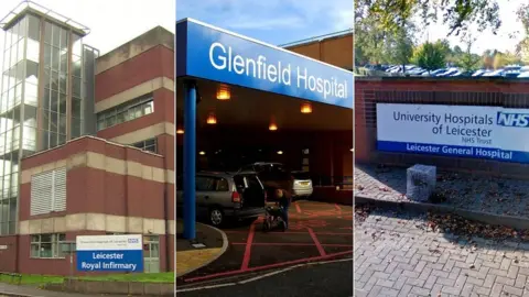 BBC/PA Media/Google Leicester Royal Infirmary, Glenfield Hospital and Leicester General Hospital