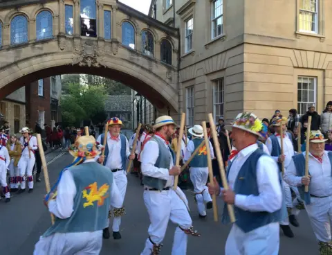 BBC Morris Dancers under the Hertford Bridge in Oxford