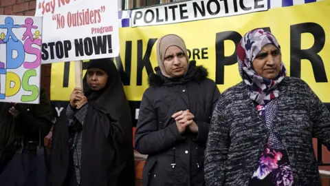 Getty Images Protests outside Parkfield Community School on March 21, 2019
