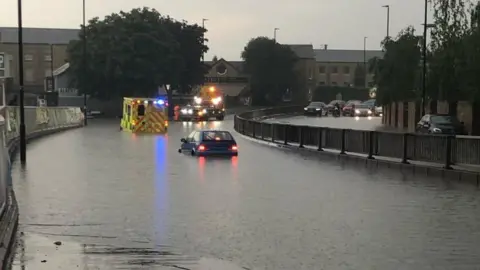 Cambridgeshire Fire and Rescue Flooding on Bourges Boulevard, Peterborough