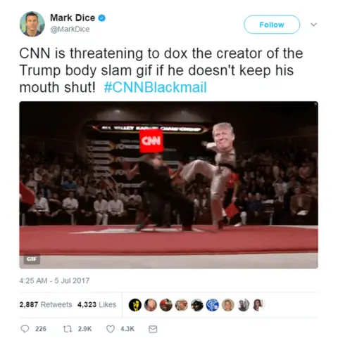 Twitter Mark Dice tweet on CNN 'blackmail'