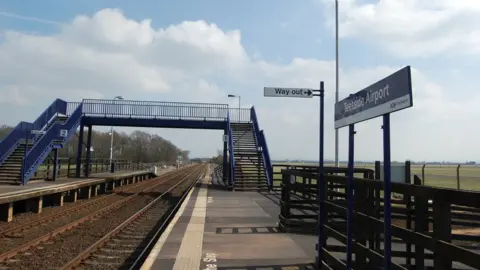 BBC Teesside Airport train station serving Durham Tees Valley Airport