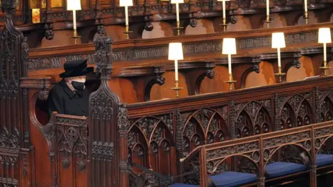 PA Media The Queen at Prince Philip's funeral