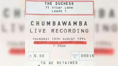 Leeds Museums Gig ticket for Chumbawamba in Leeds in 1994