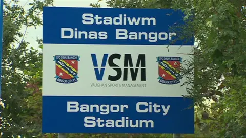 BBC Bangor City Stadium sign