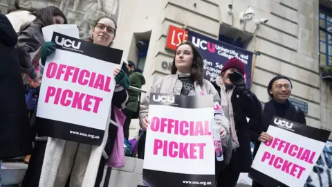 PA Media University staff on strike earlier this year