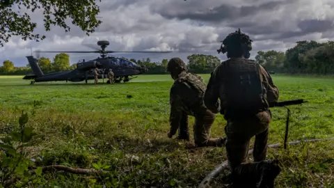 British Army The Apache helicopter during it's testing process