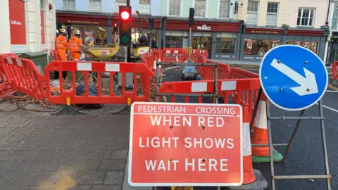 Road works in Bedford