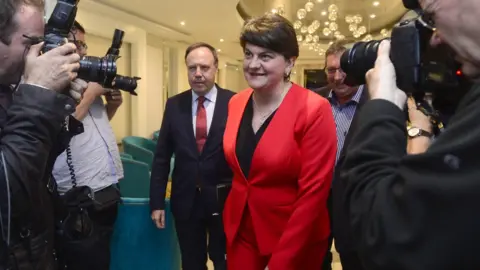 Press Eye Arlene Foster followed by Nigel Dodds and Sammy Wilson