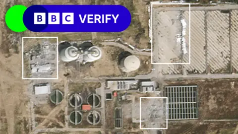 Satellite image of damaged water facility in Gaza
