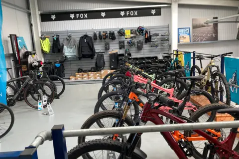 Jozef Hall/BBC Interior of bike shop