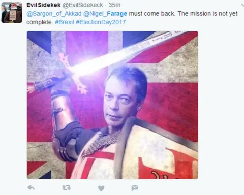 Twitter/@EvilSidekeck Farage as Knight