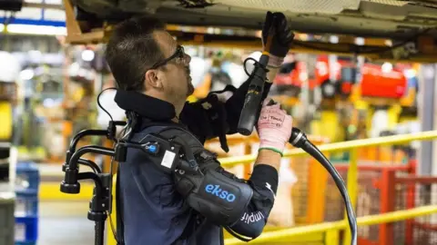 Ford A car worker using a robotic suit