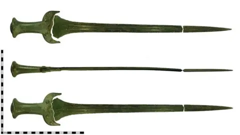 Dorset Museum Metal-handled rapier sword broken into three pieces