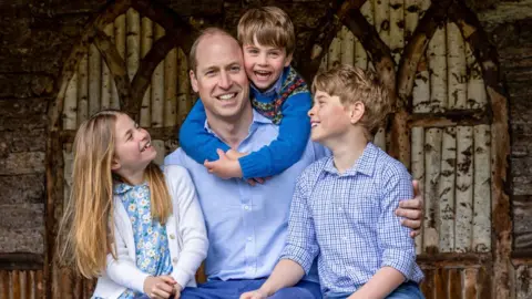 Millie Pilkington/Kensington Palace Prince William with Prince Louis, Prince George and Princess Charlotte