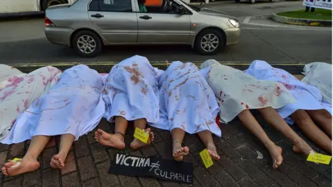 AFP Women perform in memory of women killed in Panama, during the International Day for the Elimination of Violence against Women, in Panama City, on 25 November, 2019.
