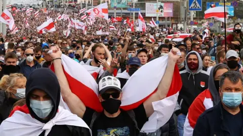 Getty Images Minsk demonstration, 4 Oct 20