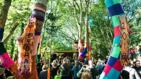 Ciara McMullan Trees covered in knitted blankets