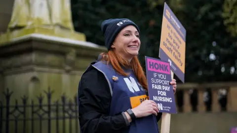 BBC Nurse protesting on 18 January