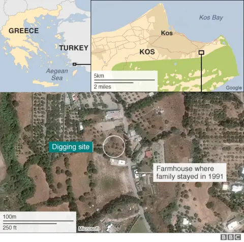 Map showing where site of the dig