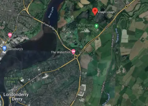Google Maps Map of the area showing Enagh Lough