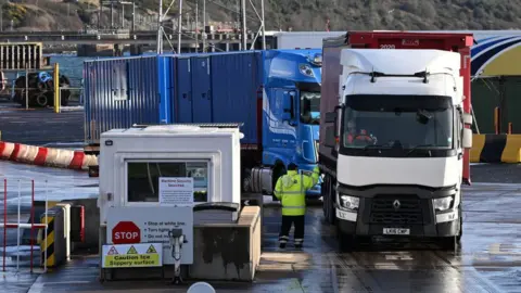 Charles McQuillan/Getty Images Goods checked at he port of Larne, Northern Ireland