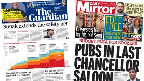 Guardian and Mirror front pages