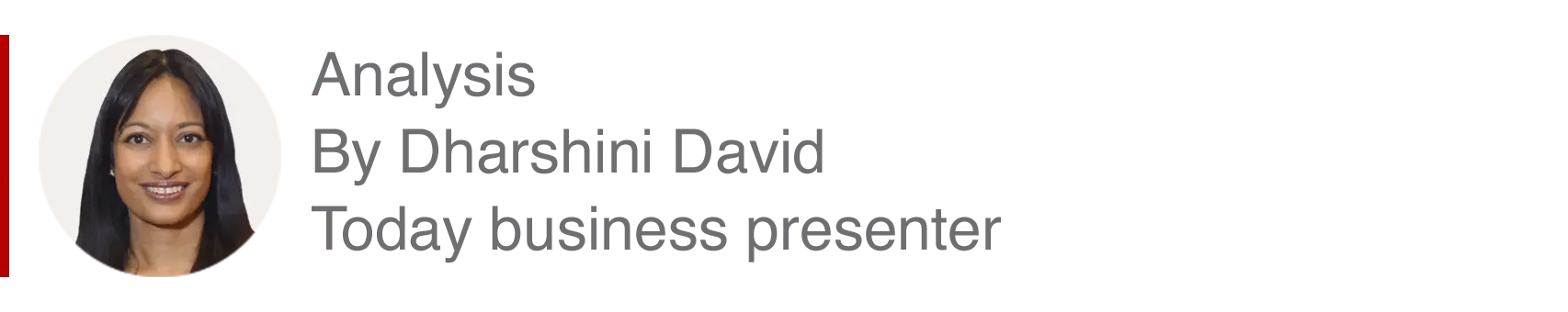 Analysis box by Dharshini David, Today business presenter