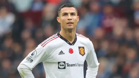 Getty Images Cristiano Ronaldo of Manchester United during the Premier League match between Aston Villa and Manchester United