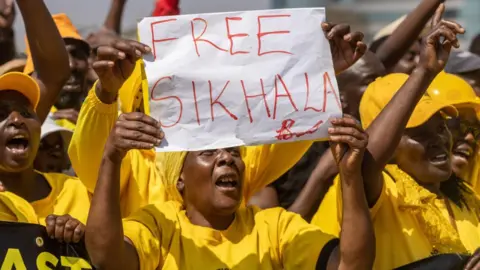 Getty Images CCC supporters called for Job Sikhala's release - 2023