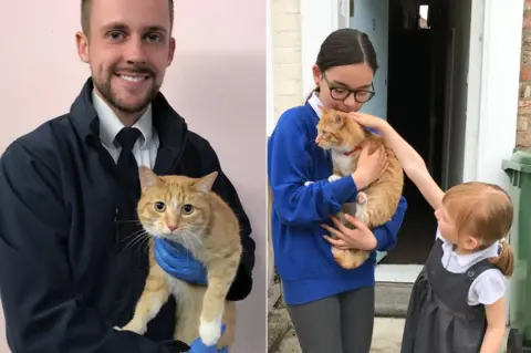 RSPCA tatty with RSPCA officer and family