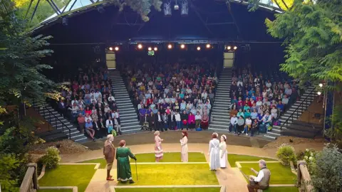 Stamford Shakespeare Company Theatre production being staged in an open-air theatre