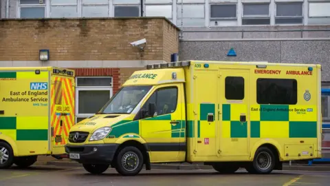 Joe Giddens Ambulance outside a hospital