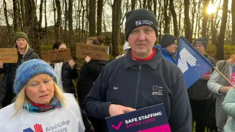 Neil Evans on the picket line