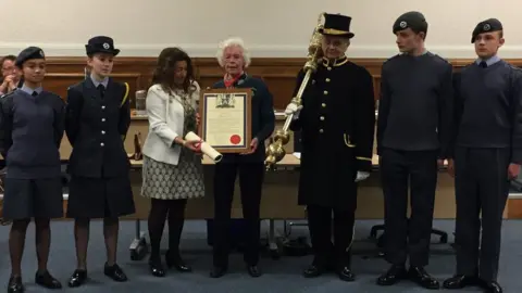 Isle of Wight Council Mary Ellis being awarded the Freedom of the Isle of Wight