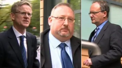 BBC Chief executive Anthony O'Sullivan, his deputy Nigel Barnett, and head of legal services Daniel Perkins