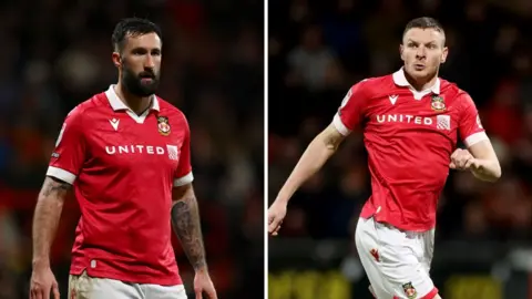 Wrexham strikers Ollie Palmer (L) and Paul Mullin