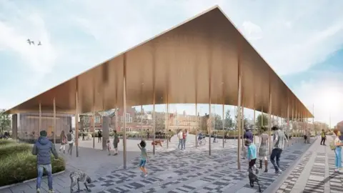 Herefordshire Council Artistic impression of the transport hub in the city