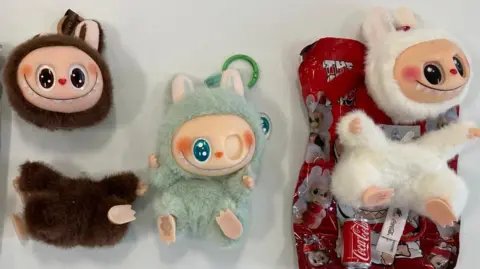 North Somerset Council Three fake Labubu dolls - they all either have missing eyes or the head has come away from the body.