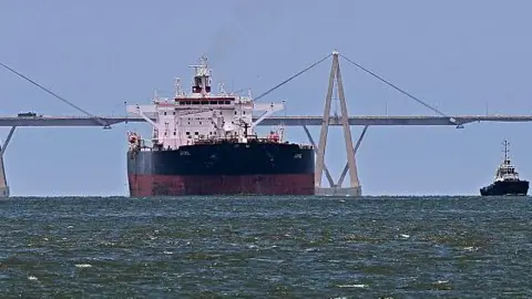 AFP via Getty Images Guinea-flagged crude oil tanker Avril waits its turn to be loaded with crude oil at Lake Maracaibo in Maracaibo, Zulia State, Venezuela on May 9, 2025.