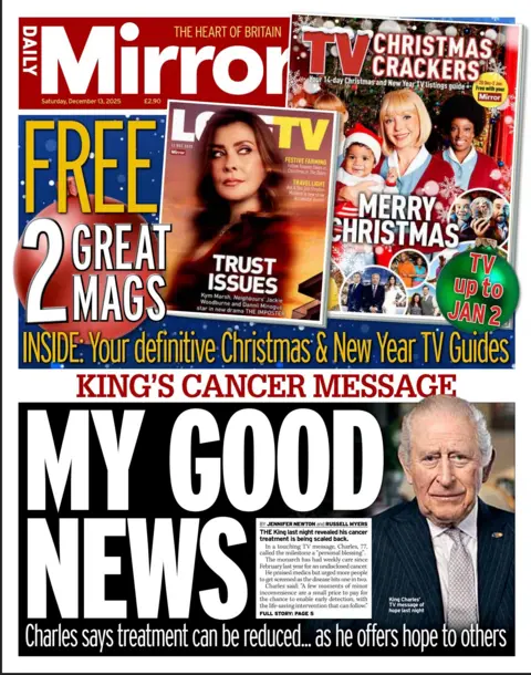 My good news," reads the headline on the front page of the Daily Mirror.