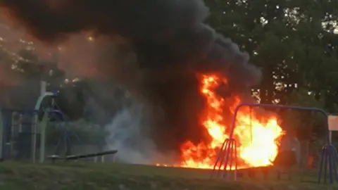 Our Bassetlaw Fire raging on a play park