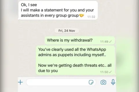 A message from Mark saying people have been getting death threats